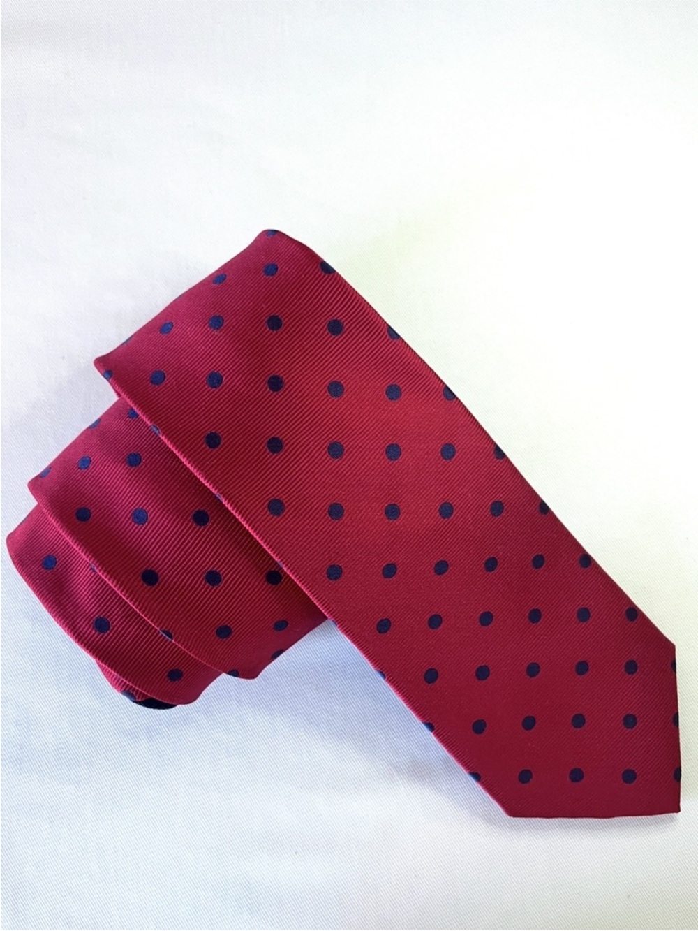 Tommy Hilfiger 100% Silk Red Polka Dot Tie